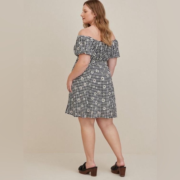 Torrid Mini Textured Knit Puff Sleeve Skater Dress - Picture 2 of 8